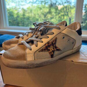Golden Goose Leather Animal Print Sneakers